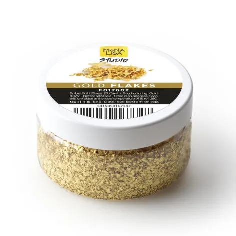 1g tub.webp Edible Gold Flakes; 22.5kt
